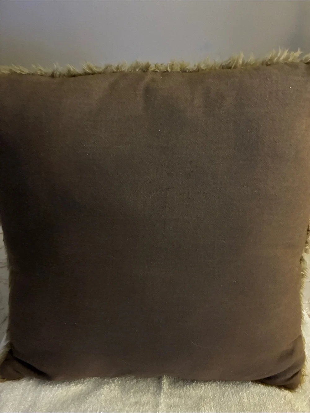 Vintage Cowboy Accent Pillow-Black, Brown Faux Fur Trim faux leather-
